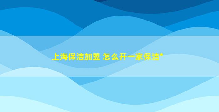 上海保洁加盟 怎么开一家保洁*